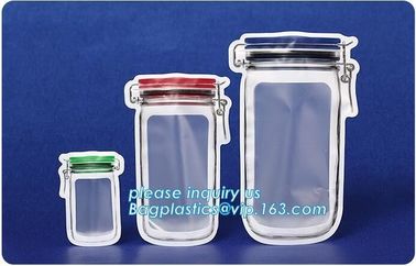 Matte Clear Bags Zip Lock Resealable Packing Grain Food Pouches, Reusable Sealing Food Pouches With Window For Storing C