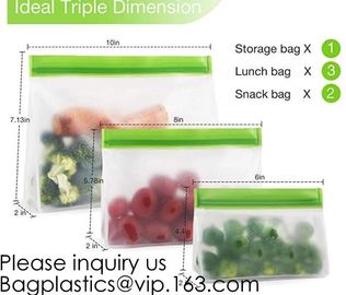 Eco friendly Zipper Leakproof Freezer Bag Washable Reusable PEVA Sandwich Snacks Storage Bags For Fruits Vegetables Lunc