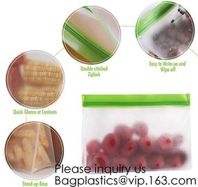 Eco friendly Zipper Leakproof Freezer Bag Washable Reusable PEVA Sandwich Snacks Storage Bags For Fruits Vegetables Lunc