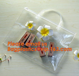 Transparent pvc slider zip bag with blue side gusset, pvc zipper lock slider bag, Zipper slider clear pvc bag for ruler