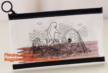 A4 clear plastic pp document carrying file folder zipper lock pocket bag with small button file wallet