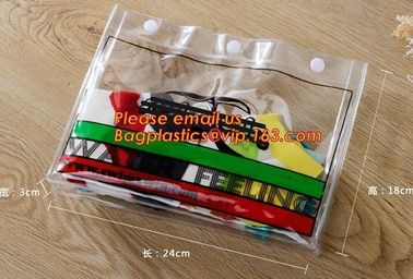clear pvc pencil bag/Zip lockk plastic clear pvc pencil case/custom color plastic pencil bag