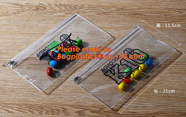 clear pvc pencil bag/Zip lockk plastic clear pvc pencil case/custom color plastic pencil bag