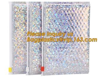 Hot Metallic Colorful Bagease Packaging Zipper Bubble Bag For Cosmetic Packaging,Zip lockk Bubble Bags are Made of PET/CP