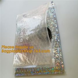 Factory Transparent Cosmetic Zip lockk clear bubble bags/Hot sale Slider Zipper Bag,wholesale metallic glossy holographic