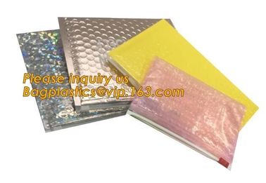 Cosmetic Pink Slider Padded Bag/Holographic Zip lockk Bag With Bubble,Holographic Metallic Zipper Bubble Bag/Slider Padded