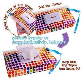 baby wet wipe tissue paper bag/fabric tissue bag, side gusset baby Wet tissue wipes packaging bag, Promotion reusable zi