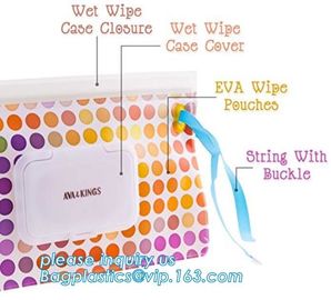 baby wet wipe tissue paper bag/fabric tissue bag, side gusset baby Wet tissue wipes packaging bag, Promotion reusable zi