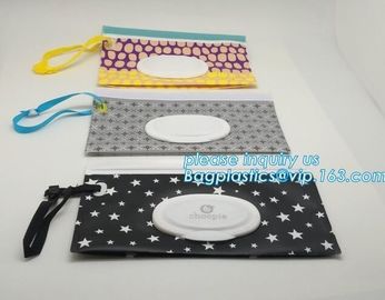 Reusable custom EVA wet wipe pouch, zipper baby wet wipe tissue bag, Portable EVA Custom wet tissue packaging bag with p