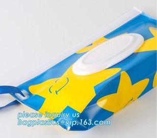 Plastic packaging bag baby EVA Tissue wet wipes bag, reusable and portable wet wipe pouch bag, Reusable wet wipe pouch t