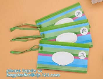 Plastic packaging bag baby EVA Tissue wet wipes bag, reusable and portable wet wipe pouch bag, Reusable wet wipe pouch t