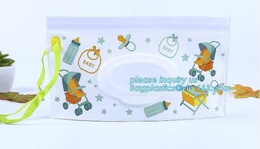 Wet wipe pouch baby wipe case holder dispenser refillable wet wipe, cartoon pattern travel wipes dispenser holder reusab