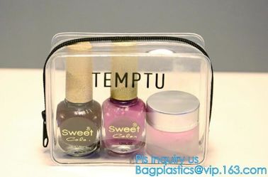 Promotion reusable clear printed transparent zipping storage cosmetic toiletry pvc makeup bag for travel make up, handle