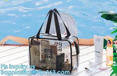 PVC multi function cosmetic case, PVC Transparent Women Travel Costmetic Bag Fashion Portable Trunk Zipper Makeup Organi