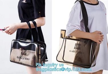 PVC multi function cosmetic case, PVC Transparent Women Travel Costmetic Bag Fashion Portable Trunk Zipper Makeup Organi
