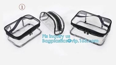 PVC Zip Lock Plastic Cosmetic Travel Packaging Bag, Travel Set Stand Up Bags For Agency With Custom Logo, Waterproof Pla