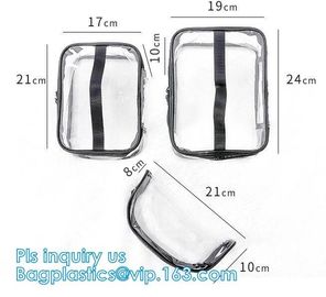 PVC Zip Lock Plastic Cosmetic Travel Packaging Bag, Travel Set Stand Up Bags For Agency With Custom Logo, Waterproof Pla