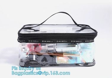PVC Zip Lock Plastic Cosmetic Travel Packaging Bag, Travel Set Stand Up Bags For Agency With Custom Logo, Waterproof Pla