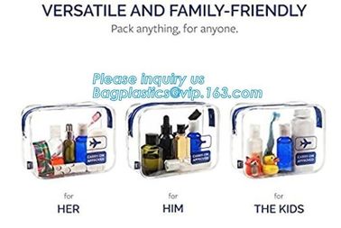 Waterproof customized folding pvc bag clear cosmetic bag with zipper, custom logo print shopping pvc plastic bag, tote
