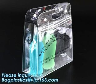 Vinyl Pvc Zipper Heavy Duty Clear Plastic Bags With Handles, Eco-friendly Clear PVC Wine Ice Bag / pvc wine gift ice bag