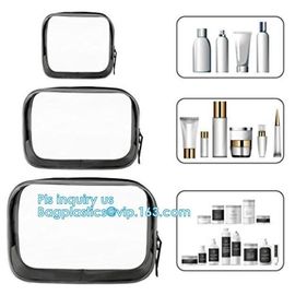 cusotm logo rope handle clear pvc bag with zipper, handle transparent cosmetic bag, Zip lockk Make Up Travel Bag, Organize