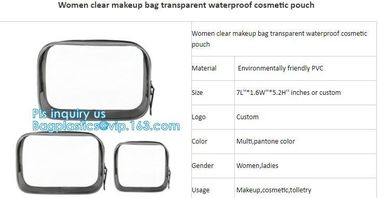 cusotm logo rope handle clear pvc bag with zipper, handle transparent cosmetic bag, Zip lockk Make Up Travel Bag, Organize