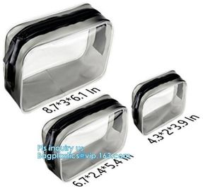 cusotm logo rope handle clear pvc bag with zipper, handle transparent cosmetic bag, Zip lockk Make Up Travel Bag, Organize