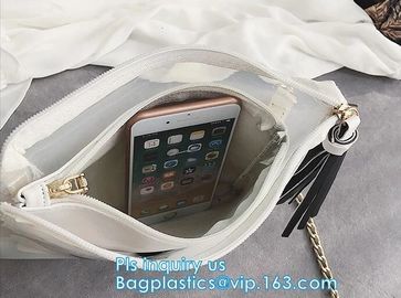 Zip lockk candy bags, water proof cosmetic vinyl PVC/EVA slider zipper plastic bags, Reclose Holographic Slider Cosmetic M