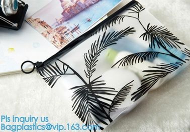slider PVC zipper PE packing bag for underwear / clothing / cosmetic, foldable slider zipper pvc storage bags, Pouch Sli