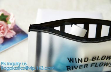 Frosted EVA custom clear PVC bath towel plastic zipper slider bags, Eco-friendly Slider Zipper Flat PVC Plastic Bag For