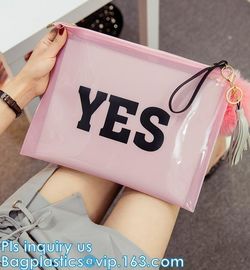 plastic slider zipper frosted PVC document bag, slider zipper frosted pvc bag garment packing with slider, Pouch Clear P
