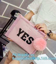 plastic slider zipper frosted PVC document bag, slider zipper frosted pvc bag garment packing with slider, Pouch Clear P