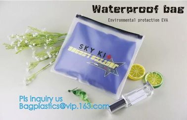Eco-friendly Clear Travel EVA Cosmetic Bag with Slider Zipper Closure, matte slider printing customized frosted pvc bag