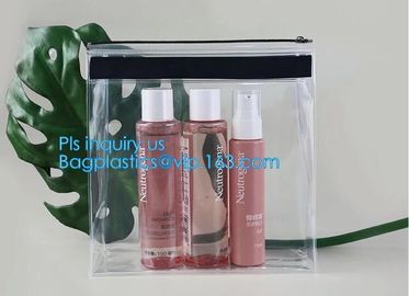 Slider Zipper Packing hologram pvc plastic storage cosmetic bag, 200 micron transparent clear PVC slider zipper bag, mat