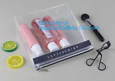 Slider Zipper Packing hologram pvc plastic storage cosmetic bag, 200 micron transparent clear PVC slider zipper bag, mat