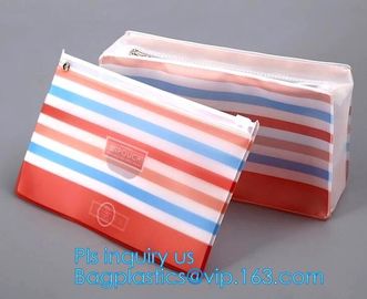 Zip lock frosted plastic slider PVC zipper packing bag for underwear / clothing / cosmetic, slider bag makeup zipper bag