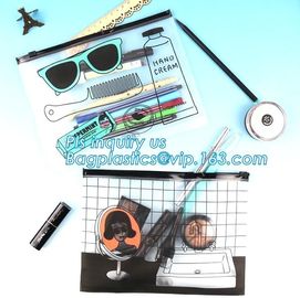 bag with slider for cosmetic, Ecofriendly Non-toxic eco-friendly heat seal clear pink PVC slider zip bags, slider zipper