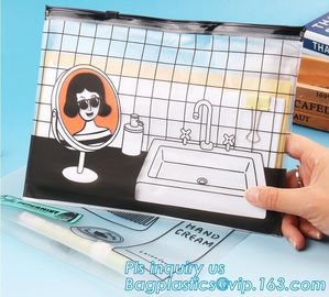 bag with slider for cosmetic, Ecofriendly Non-toxic eco-friendly heat seal clear pink PVC slider zip bags, slider zipper