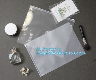 Logo printed Slider zipper Clear pvc bag for package Vinyl transparent pvc bag cosmetic packing, Zip Lock Slider Travel