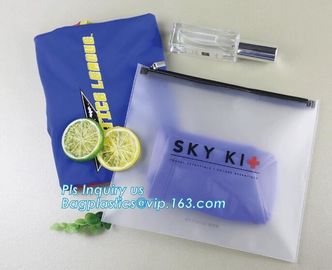 cosmetics packaging PVC transparent Zip lockk slider plastic bag with pink zipper, Slider zipper Gusset Bag Cosmetic PVC B