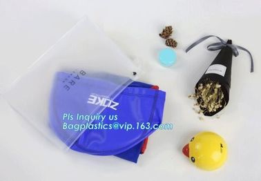 cosmetics packaging PVC transparent Zip lockk slider plastic bag with pink zipper, Slider zipper Gusset Bag Cosmetic PVC B