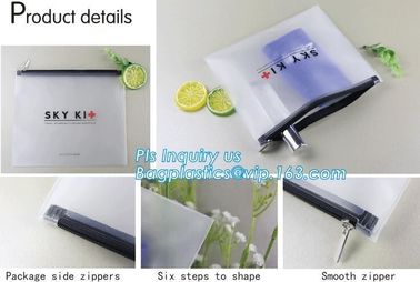 Waterproof slider zipper cosmetic bag with zipper and logo, Packing underwear slider pvc toiletry bag vinyl beachwear co