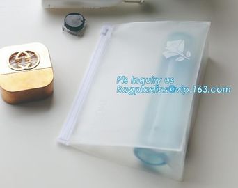 Plastic Makeup Brushes Bag For Women Zipper EVA Slider Gusset Cosmetic Bag, slider zipper bag/ cosmetic packaging, zip