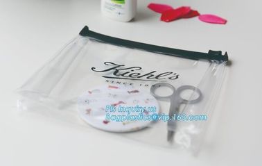 With hanging ring pvc slider bag zippered cosmetic bag, water proof cosmetic vinyl PVC/EVA slider zipper plastic bags