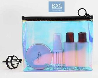 quality slider zipper cosmetic pvc bags, mini plastic zipper cosmetic slider zip bags with print, Pouch Slider plastic Z
