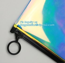 quality slider zipper cosmetic pvc bags, mini plastic zipper cosmetic slider zip bags with print, Pouch Slider plastic Z