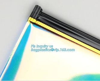 quality slider zipper cosmetic pvc bags, mini plastic zipper cosmetic slider zip bags with print, Pouch Slider plastic Z
