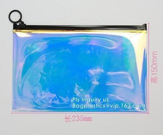 quality slider zipper cosmetic pvc bags, mini plastic zipper cosmetic slider zip bags with print, Pouch Slider plastic Z