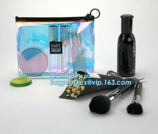 gusset slider Zip lockk printed pvc zipper bags with holding loop with confetti, zipper slider bags for pencils pens