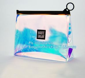 gusset slider Zip lockk printed pvc zipper bags with holding loop with confetti, zipper slider bags for pencils pens